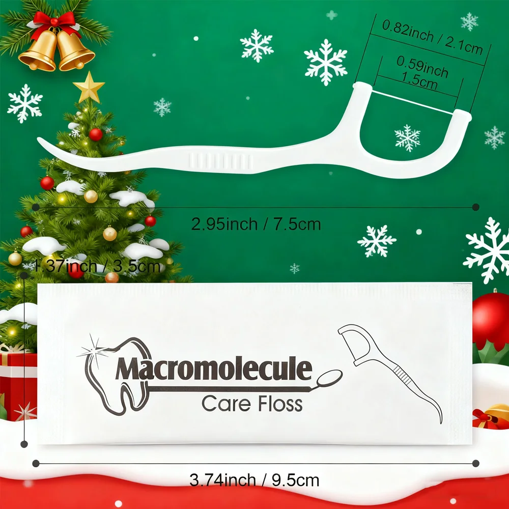 Christmas 250PCS Dental Floss Picks Individually Wrapped Disposable Teeth Cleaning Tools for Holiday Home Party & Travel