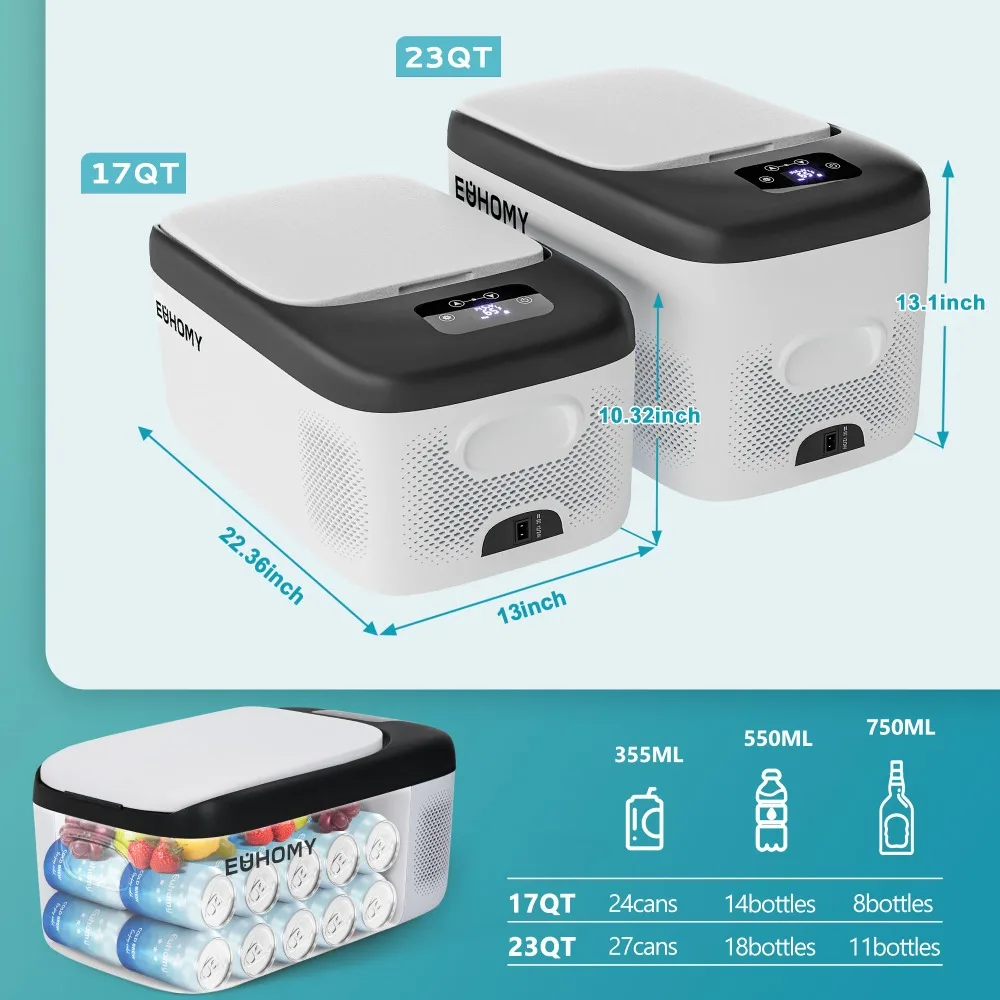 17QT ตู้เย็น12โวลต์ pembeku portabel ตู้เย็นในรถยนต์พร้อม AC 110-240V และ12/24V DC ตู้เย็น12โวลต์