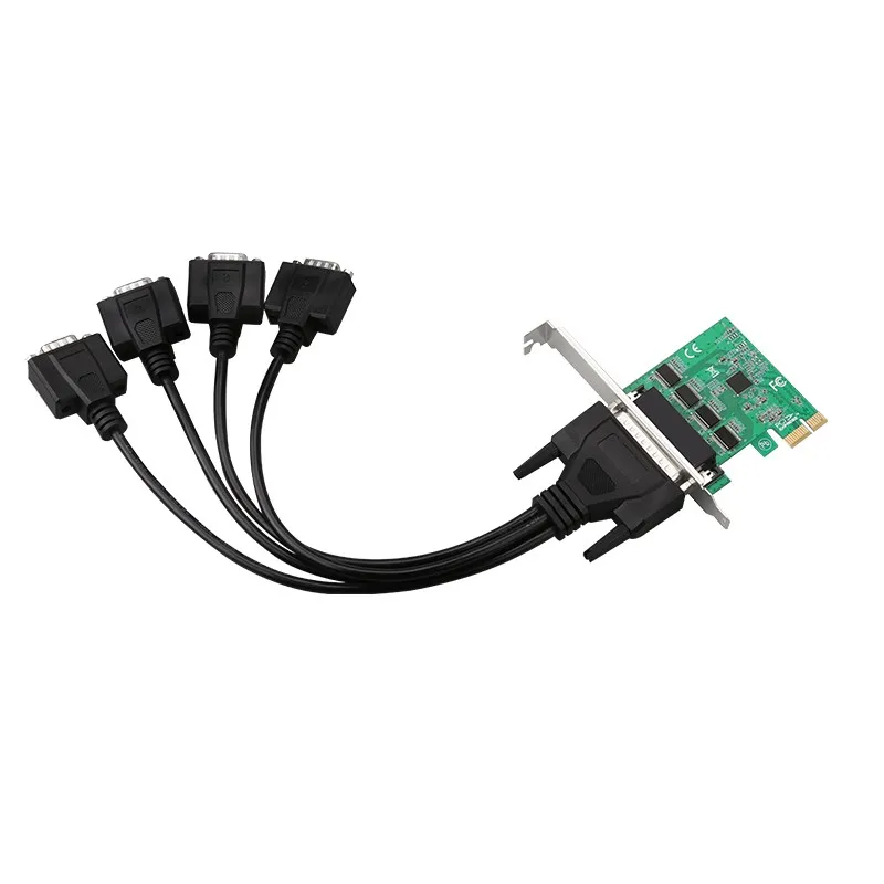 Serial DB9 RS232 PCI e Adapter 4 ports Serial DB9 RS232 to PCI e Adapter RS-232 PCIe PCI-e Converter Card AX99100 with cable