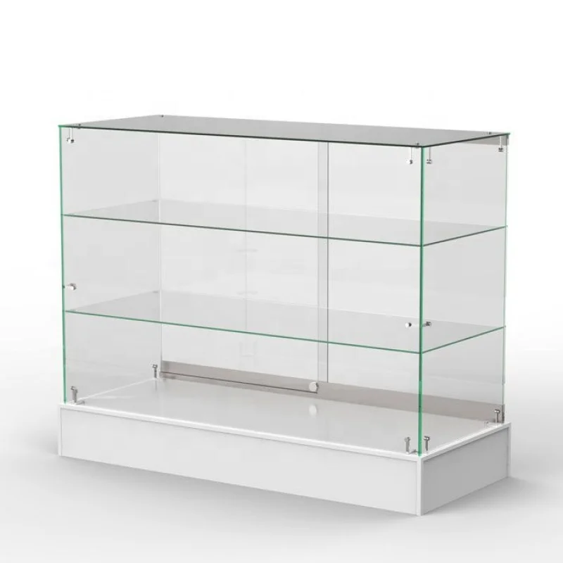 custom.48 inch Wide Lockable Smoke Shop Counter  Retail Store Frameless Display Showcase for Display