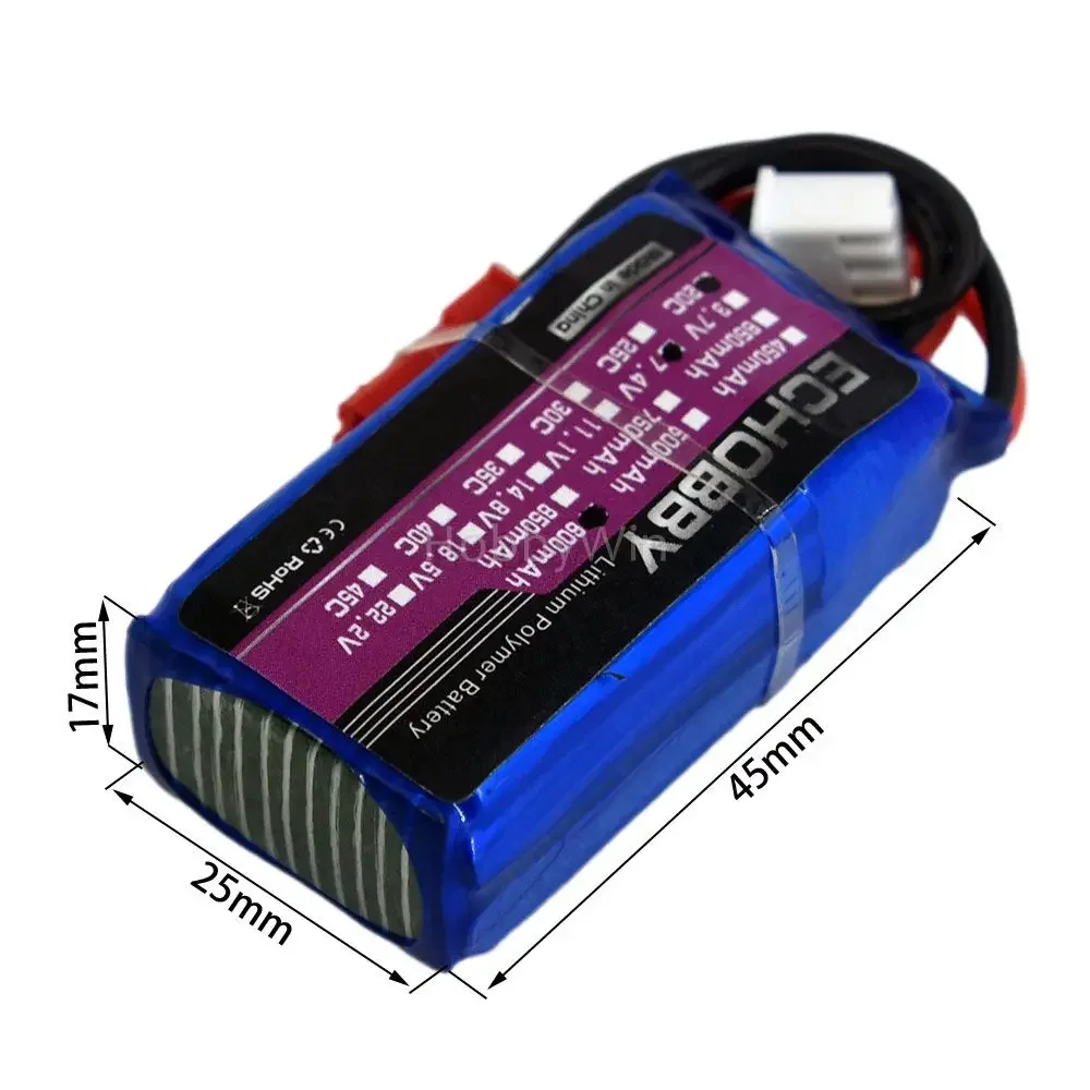 

7.4V 2S 600mAh 20C LiPO Battery Power Pack for RC Model Airplane Helicopter Racing FPV Drone