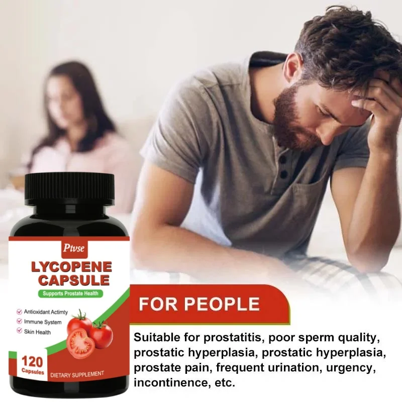 Ptvse Licopeno Cápsulas, Cápsulas de tomate, Limpador Radical Livre, 100% Natural, 20 mg