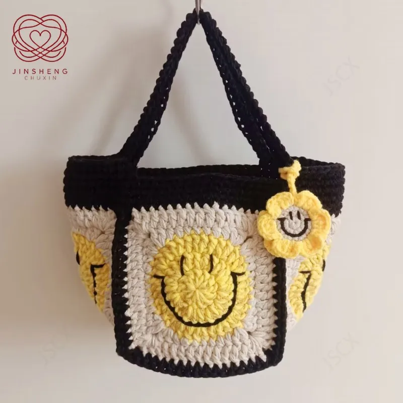 

Crochet Women Shoulder Bag Handmade Lady Shopping Handbag Summer Beach Wrist Bag