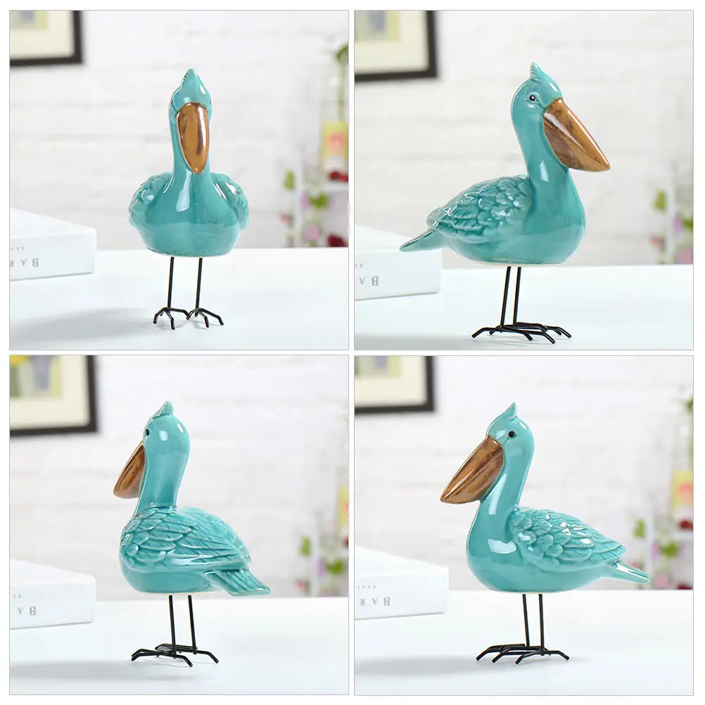 

1Pcs Sky-Blue Ceramic Decorative Bird Sculpture Desktop Adornment Long-Lasting Table Decor for Living Room Office Use