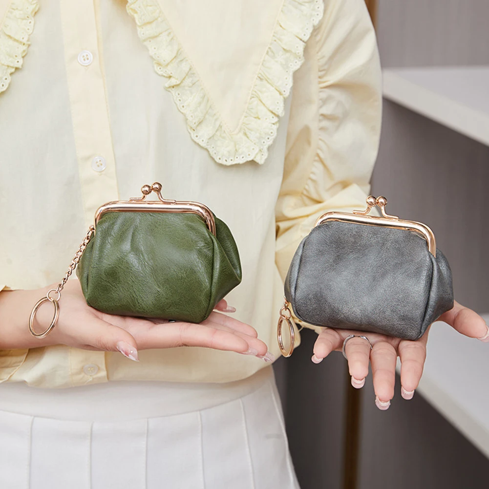 المرأة الرجعية كليب محفظة نسائية للعملات المعدنية قبلة قفل المحمولة عملة حقيبة بولي Leather الجلود لطيف المشبك المحفظة السيدات حقيبة مفاتيح أحمر الشفاه حقيبة التخزين #2