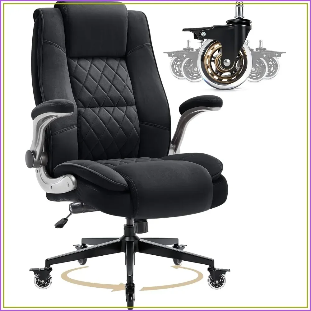 Fabric High Back Office Chair, Thick Padded Ergonomic Computer Desk Chair