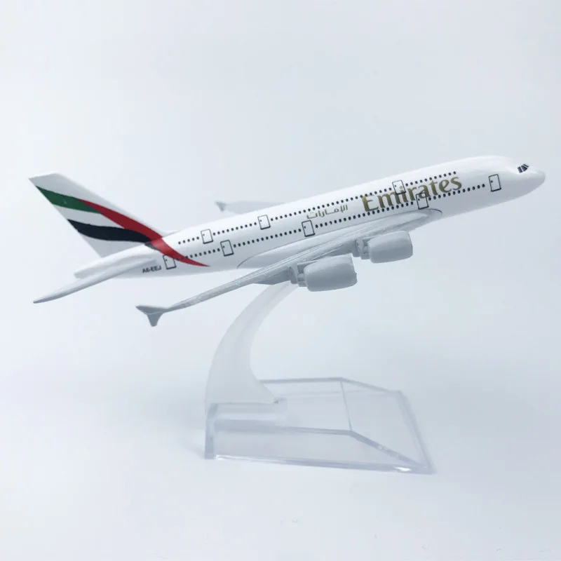 16cm liga de metal Emirados Emirados Árabes Unidos A380 modelo de aeronave fundido brinquedos 380 Airbus companhia aérea modelo de aeronave em escala 1:400