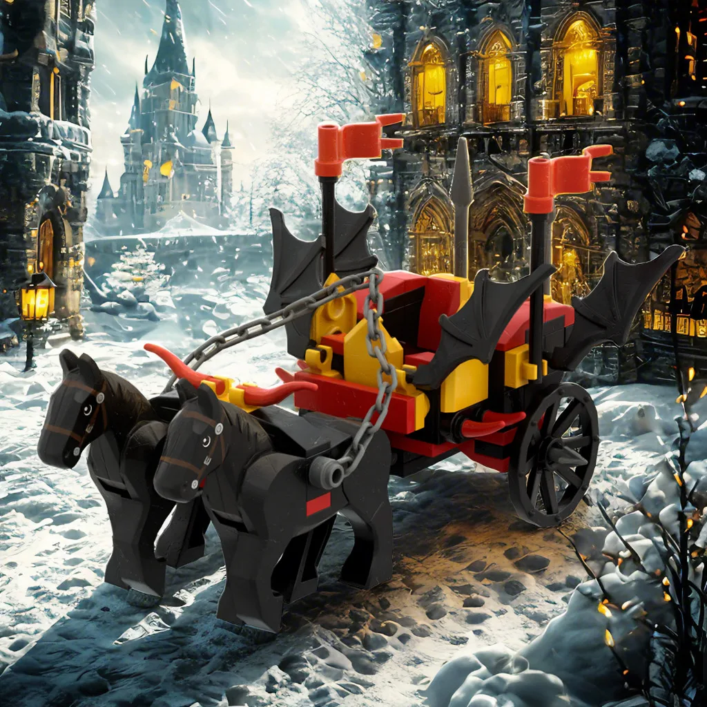 

Small Pieces of Assembled Blocks, Medieval Carriage, Vampire Earl Carriage Model, MOC Lovers, Boy DIY