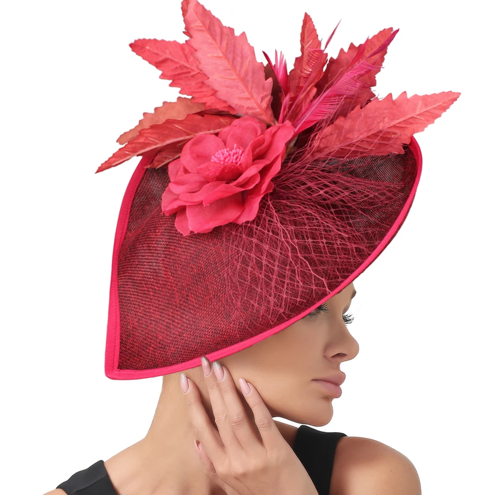 

Fashion Ladies Wedding Fascinator Bases Bride Headdress Headwear with Feather flower Millinery Hat Hair Accessories