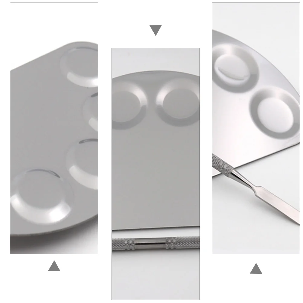 

Stainless Steel Palette 2 Sets Mixing Plates Durable Long Lasting Students Artists Beginners Nail Makeup Tool