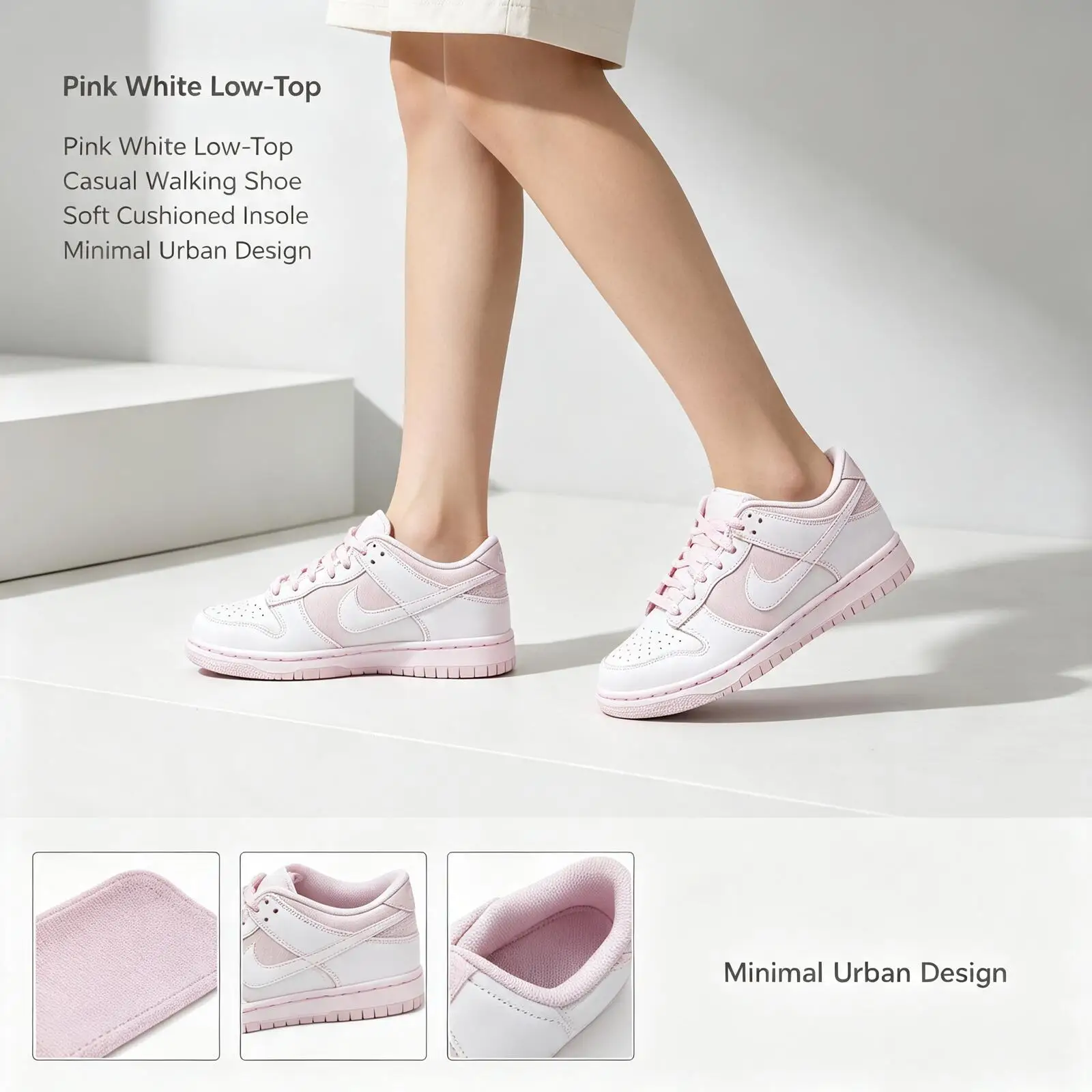 Hot Nike Pink White Low-Top Sneakers Women's Dunk Low (Gs) Shoes Low-Top Casual Fashion Sports Sneakers 921803-601 921803-601|35