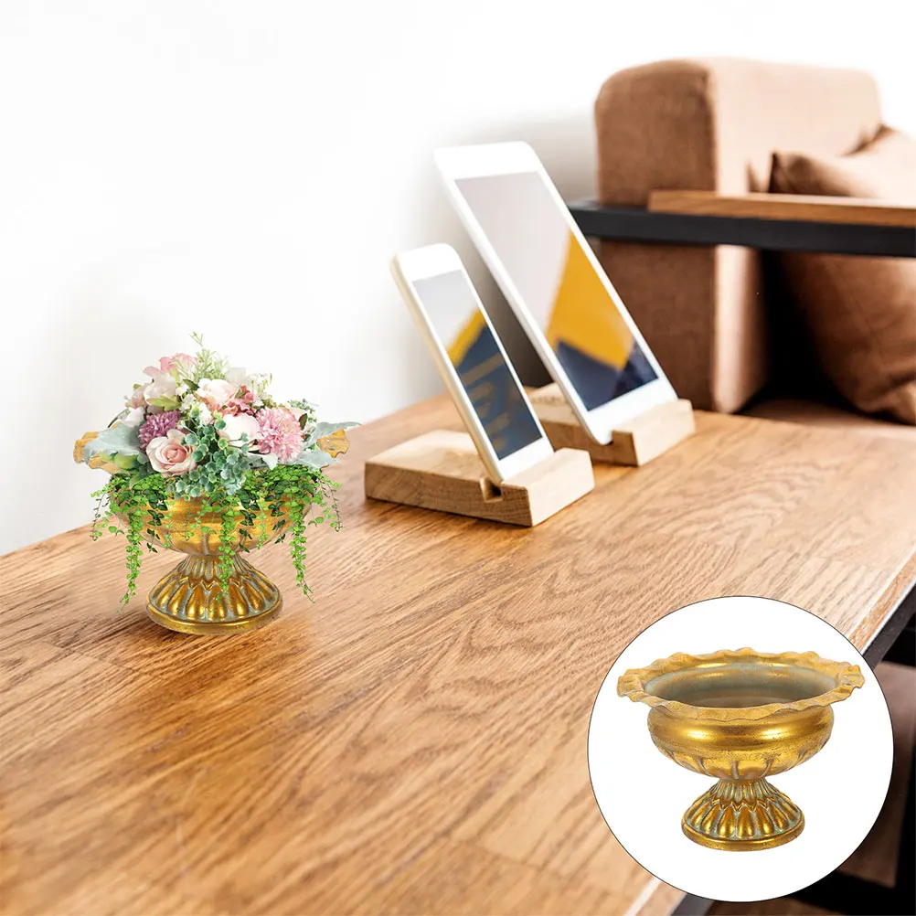 

2pcs Roman Flower Pot Iron Vintage Style Decorative Home Vase Planter Urn Stable Non-Fading Wedding Party Hotel Dried Fresh