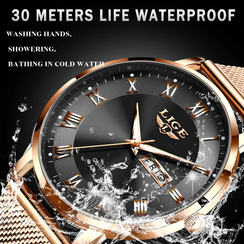 

LIGE лучшие бренды, роскошные часы для мужчин, модные повседневные кварцевые наручные часы, водонепроницаемые светящиеся мужские часы с датой недели, Reloj Hombre