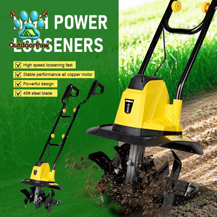 Electric Soil Loosener Household Garden Hand-push Tiller Electric Cultivator Agricultural Plow Hoeing Machine Rotary Weeder view 2