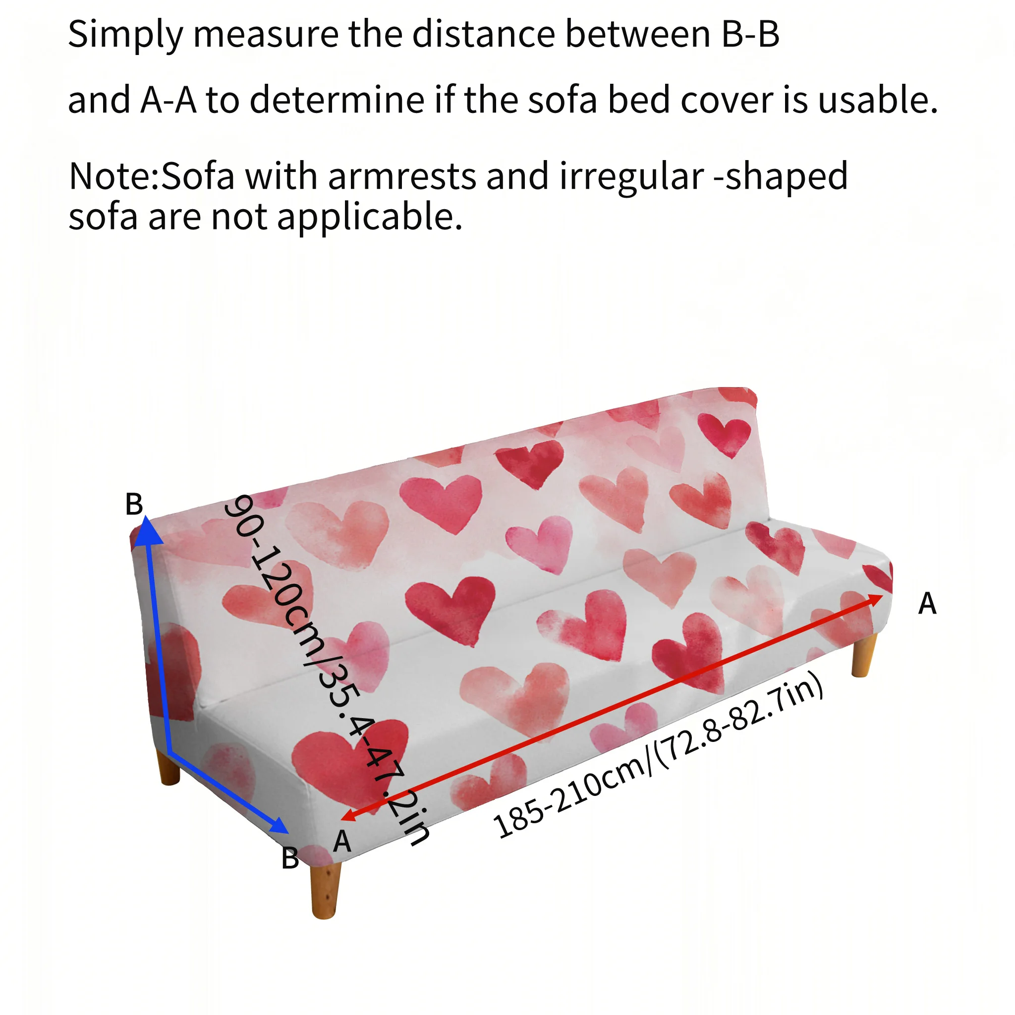 Romantic red love sofa bedspread, elastic sleeveless sofa cover, dustproof and non-slip furniture protective cover