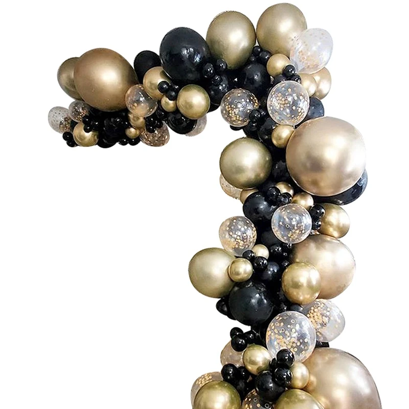 Hot 121Pcs Gold Black Balloons Arch Garland Kit Gold Sequins Balloons For Wedding Graduation Birthday Christmas Party Decor