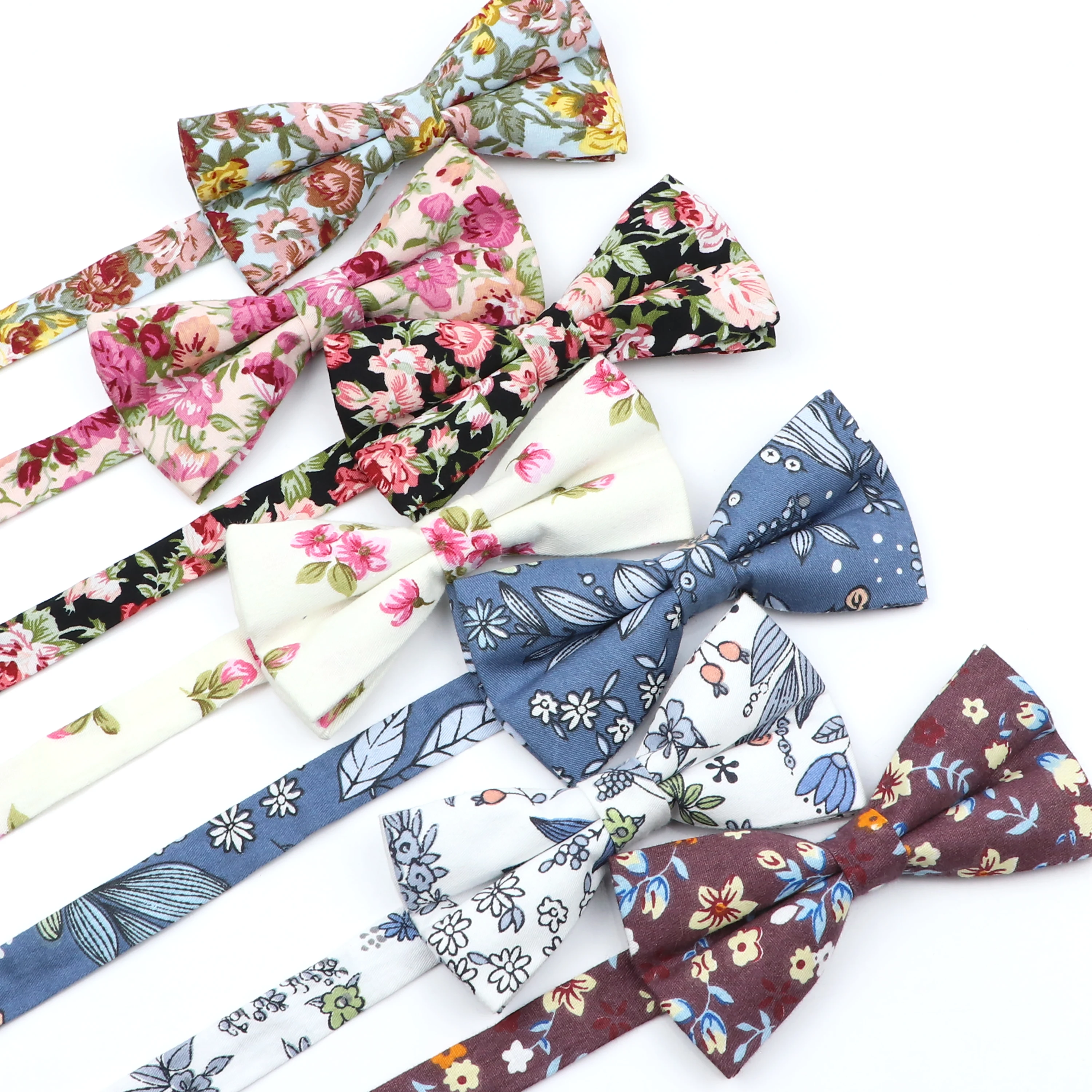 

New Style Men's Floral Bowties 100% Cotton Light Colored Print Bow Tie Wedding Party Business Suits Gravata Butterfly Cravats