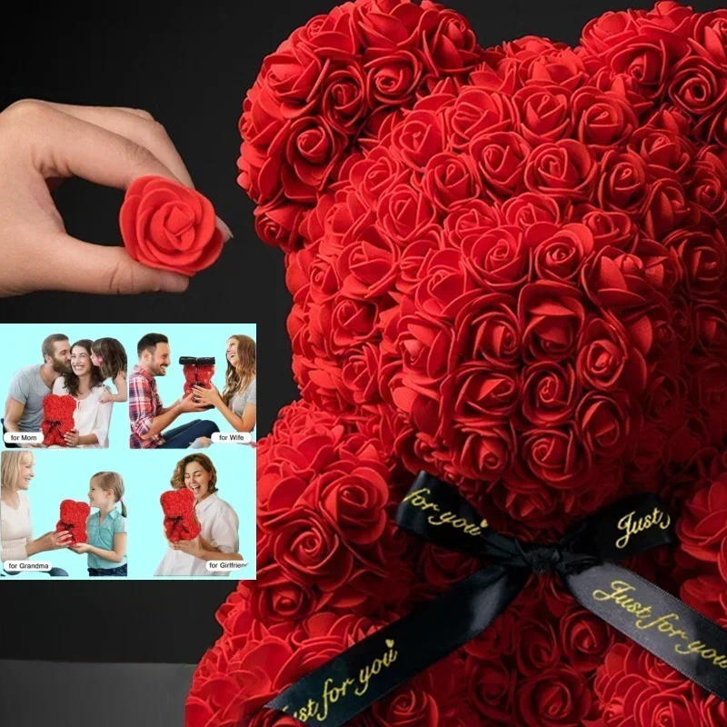2025 جديد زهرة اصطناعية الورد الأبدي دمية دب للأم عيد الأم عيد ميلاد عيد الحب الذكرى السنوية الهدايا والزينة