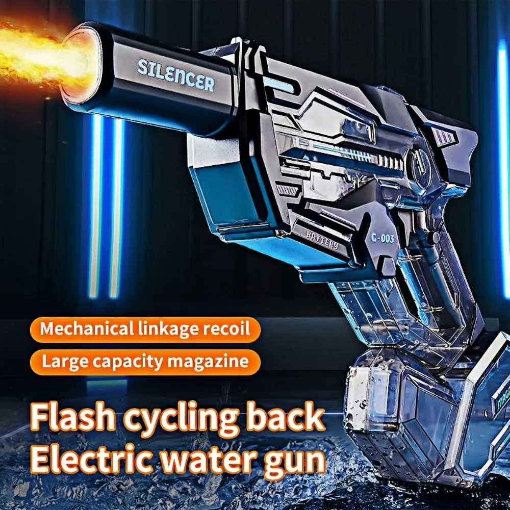 مسدس مياه كهربائي للأطفال مع ضوء حثي Led سعة كبيرة مسدس بخ أوتوماتيكي للصيف في الهواء الطلق ألعاب معركة المياه على الشاطئ #1