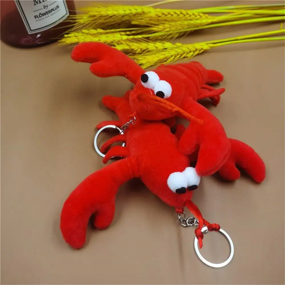 Decoration Car Key Accessories Crayfish Red Lobster Stuffed Animal Keyring Bag Pendant Plush Toy Keychains Stuffed Keychain