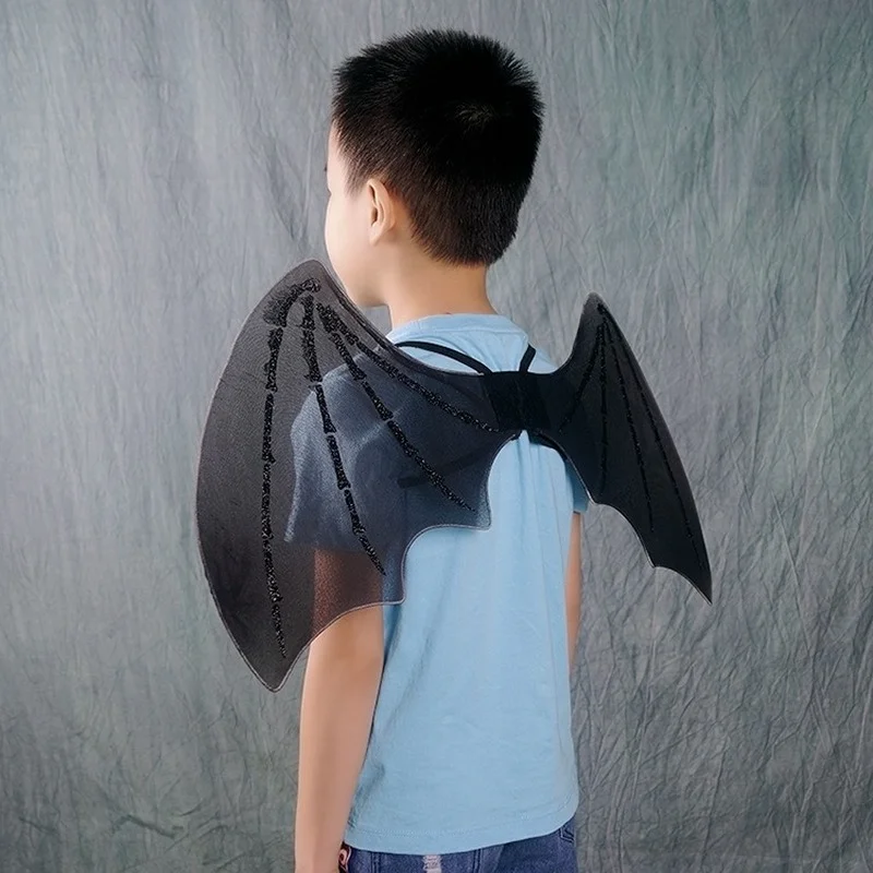 Black Halloween Angel Bat Vampire Devil Wings Dress Up Costume Cosplay Party Decoration Children's Performance Props