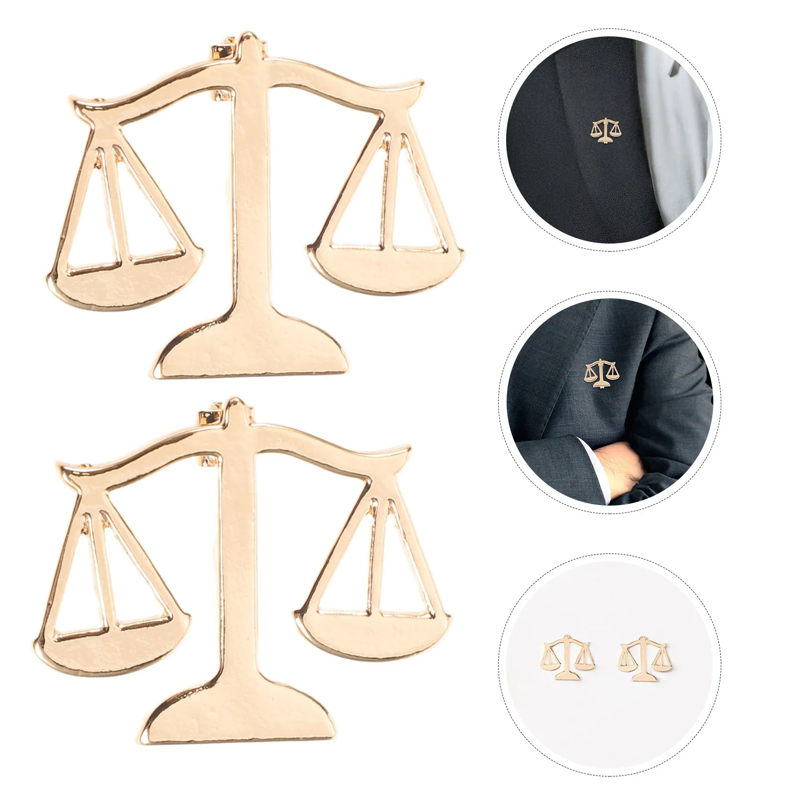 4Pcs Justice Scale Brooch Set Men Vintage Lapel Pins Lawyer Badge Legal Professional Suit Accessories Attorney Gift