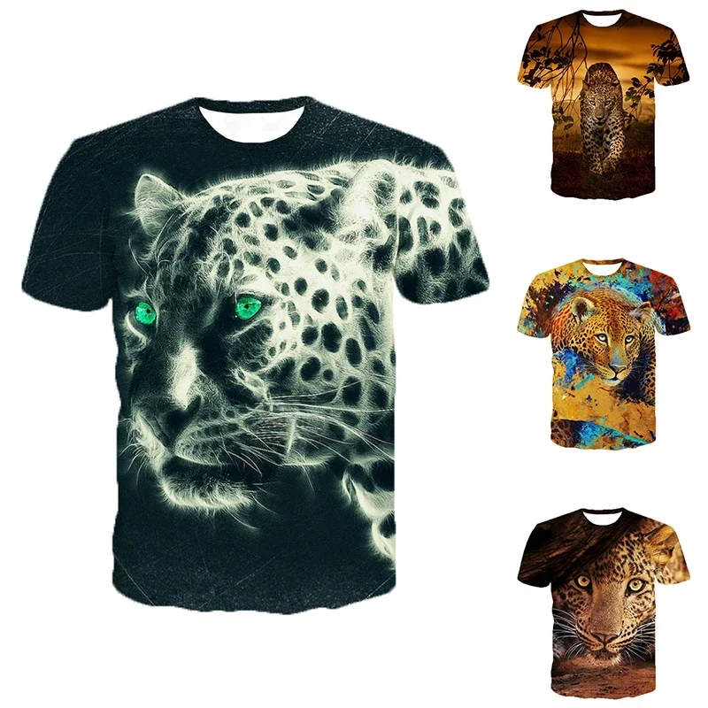 Animal Jaguar Print T-shirt 3D Printing Loose T-shirt Cool T-shirt