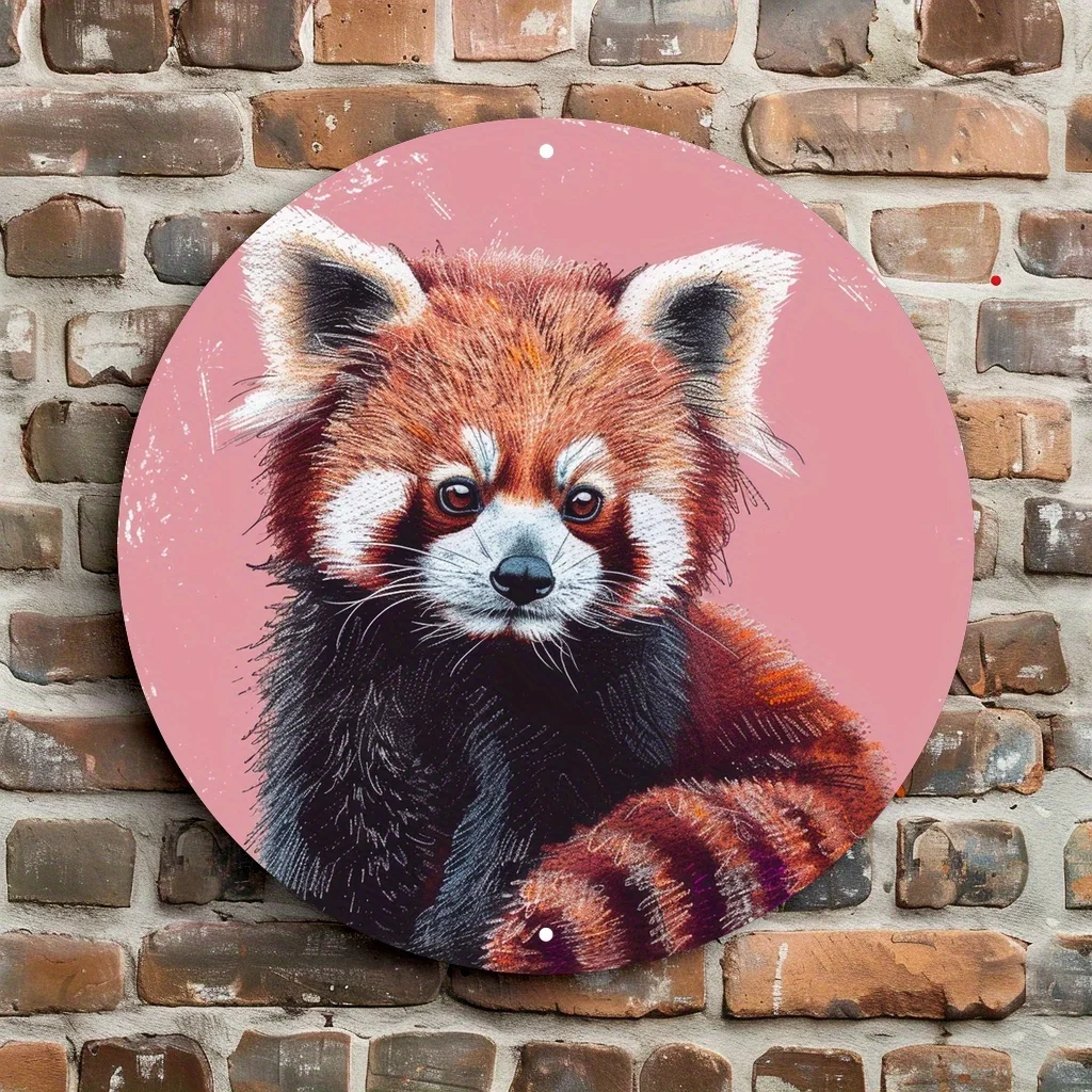 2D Flat, 2D Flat - 1pc 20x20cm Metal Sign, Featuring a Red Bear in a Hand-drawn Crayon Style, Perfect for Decorating Offices, Gr
