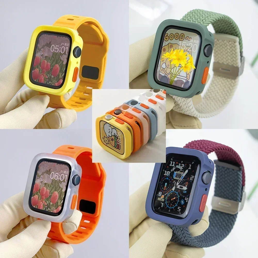 Candy Silicone Case+ Strap For Apple Watch Series 11 10 42/46 9 45mm 8 7 42mm 41 SE 6 5 4 3 2 1 44 40 38mm iwatch Ultra 3 2 49mm