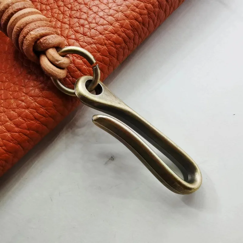 Zinc Alloy U-shape Fish Hook Keyring Retro Genuine Leather Keychain Accessories Vintage Bow Shackle Key Chains for Men Wholesale