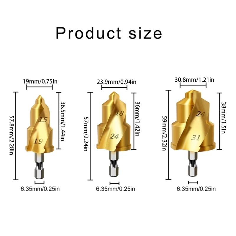 3Pcs Lifting Stepped เจาะ เปลี่ยนปฏิบัติอเนกประสงค์แบริ่งเหล็ก Dropshipping