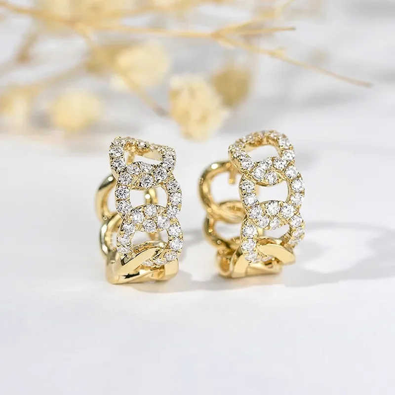 Sparkling Buckle Design, Personalized Fashion, Light Luxury Jewelry, European and American Micro Inlaid Zircon Ear Buckle view 5