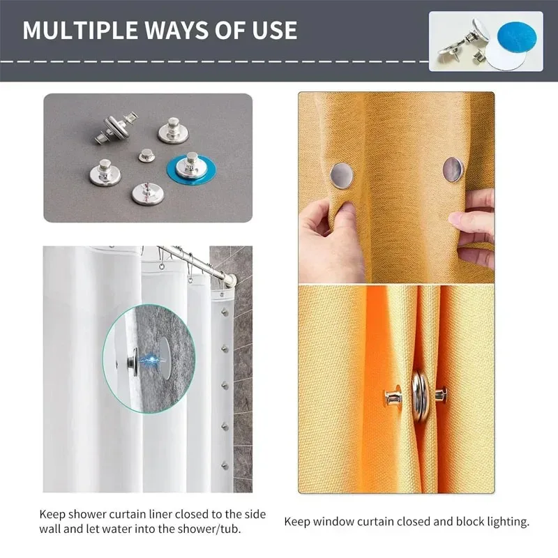 1/30Pairs الستار المغناطيس إغلاق مع التصحيح ذاتية اللصق إبقاء الستار مغلقة الحمام غرفة نوم المغناطيسي حجب الضوء مشبك