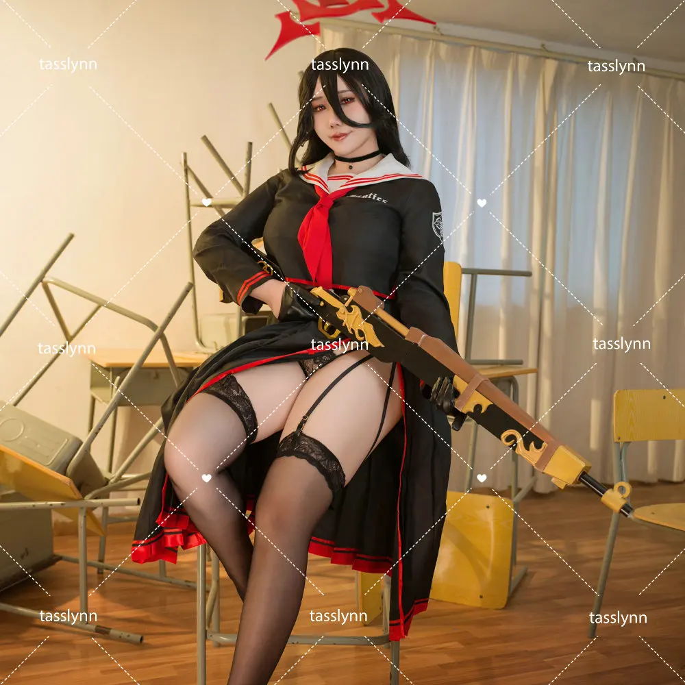 

Anime Blue Archive Hanekawa Hasumi Costumes Red Black Hanekawa Hasumi JK Dress Cosplay School Uniforms halloween costumes