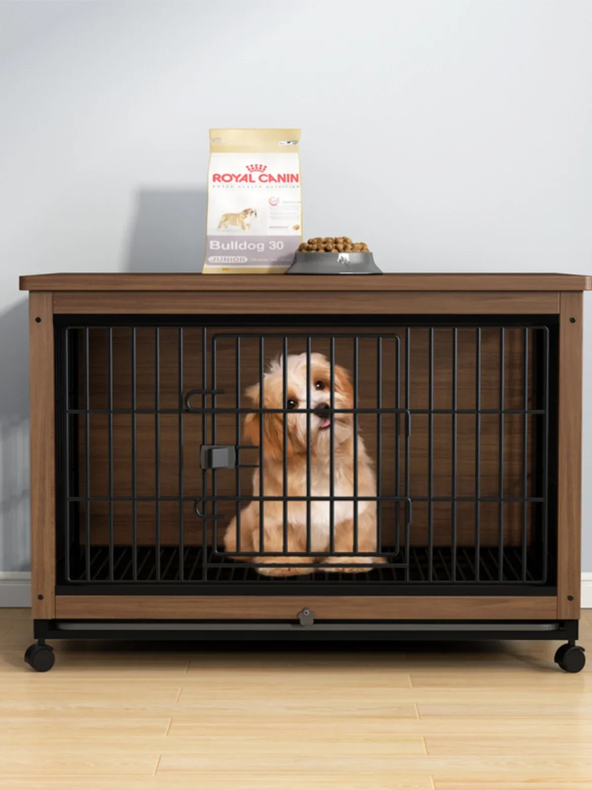 Dog Cage Wooden Dog House Premium Villa Indoor Teddy Cage Kennel Small Dog Strap Separation Toilet