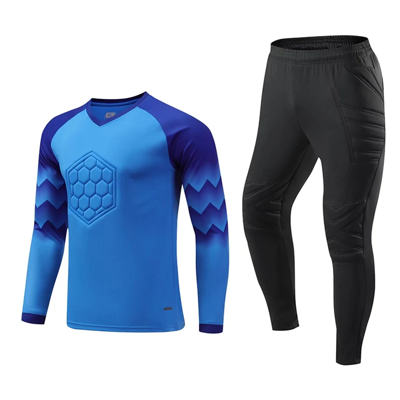 Kids Men Soccer Goalkeeper Uniform Men\'s Soccer Jerseys Sets Children\'s Football Goalkeeper Doorkeepers Shirt Pants Shorts