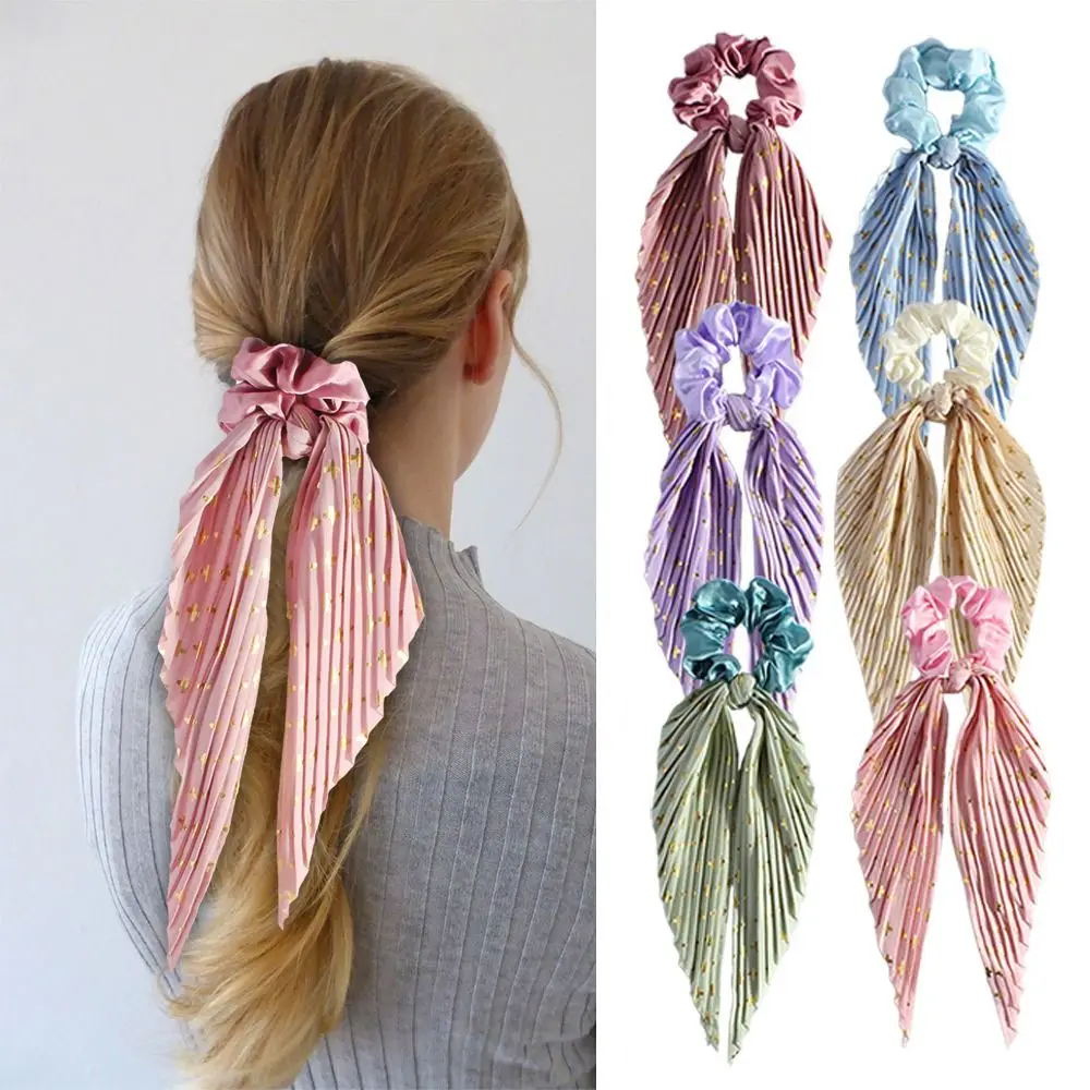 Fashion Silk Ponytail Hair Loop Hair Band Elastic Floral Headrope Hair Accessories Retro Printed Hair Rope Women Girl