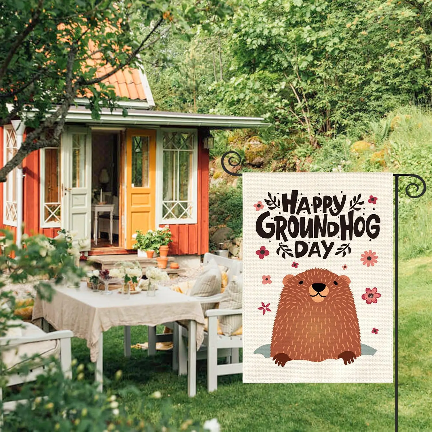 AVOIN colorlife Happy Groundhog Day Garden Flag Vertical Double Sided, Spring Yard Outdoor Decoration 12 x 18 Inch XXP EEU SSL