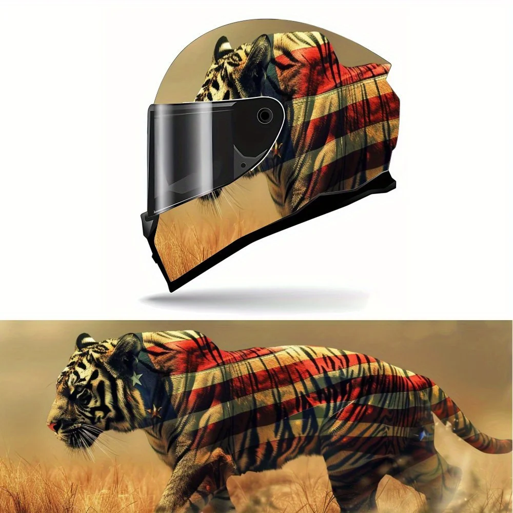 Autocollant d'enveloppe en vinyle pour casque de moto, drapeau américain puissant, autocollant de décoration de casque personnalisé, auto-adhésif imperméable