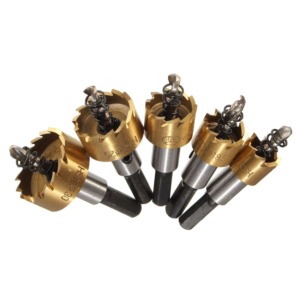 

5 pcs 16-30Mm Titanium Plated Serrated Hole Saw Cutters For Electric Drill Yg9X Alloy Cutting Steel Aluminum Golden