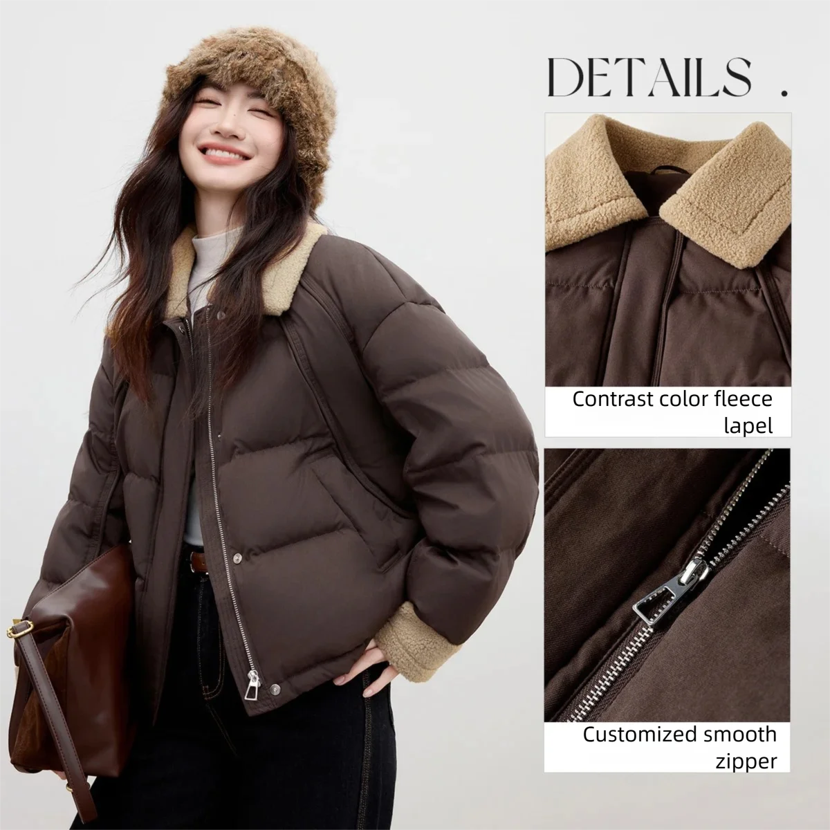 เสื้อแจ็คเก็ตขนเป็ดสั้นสำหรับผู้หญิง SENTUBILA ฤดูหนาว 2025 ขนเป็ดขาว 90% อุ่น น้ำหนักเบา เสื้อคลุมอเนกประสงค์ สวมใส่ได้ทุกวัน สไตล์ลำลอง รุ่น W54YC3384