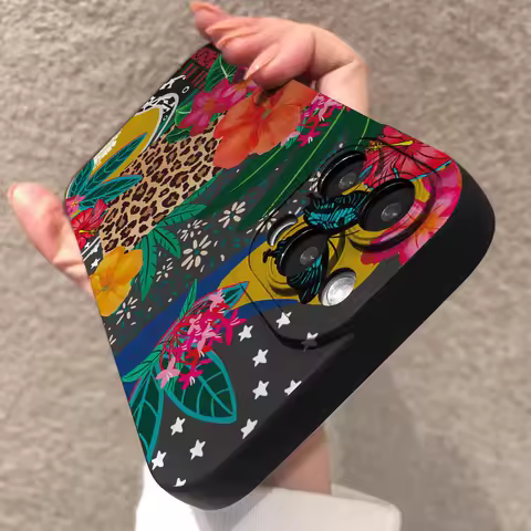 Leopard Print Flower Phone Case For Samsung A55 5g Case S23 S24 Ultra A34 A54 A53 A32 A14 A33 A35 A52 A15 S22 S21 S23 FE Cover