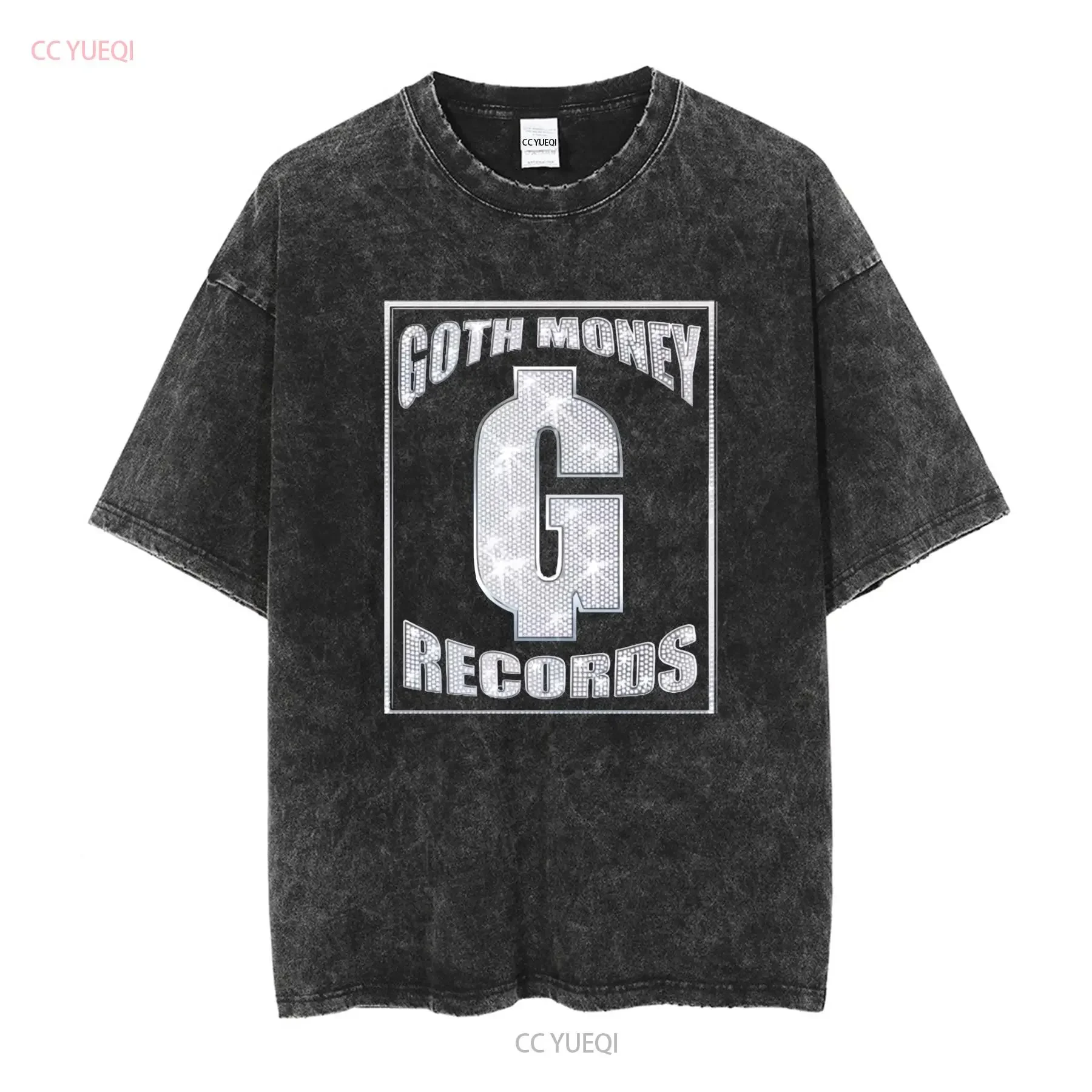 Goth Money Records Bling Heavy Cotton T Shirt vintage Washed Versatile Top For Everyday Wear fashion Breathable Casual