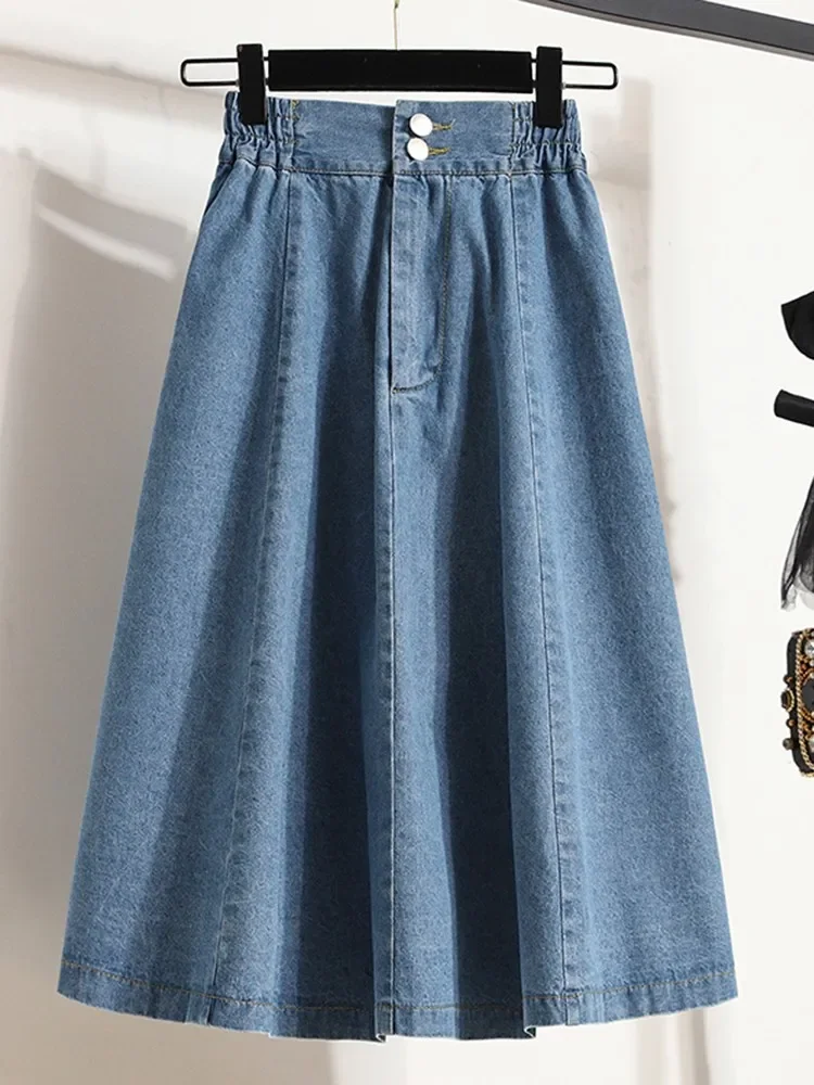 High Waist Casual Skirts Women New Arrival 2024 Summer Simple Style All-match Loose Thin Denim Ladies A-line Long Skirts ZL450