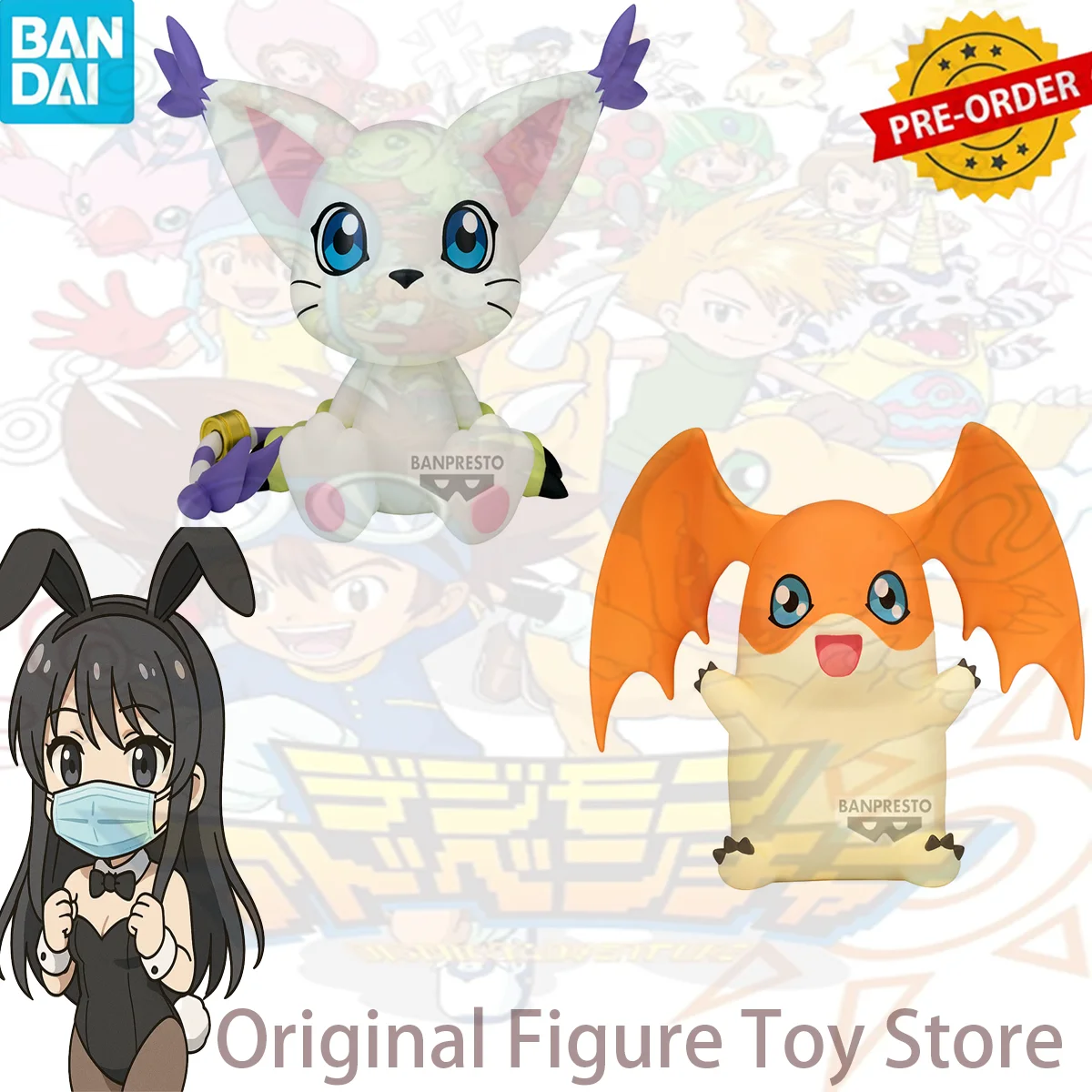 

Оригинальный BANDAI Banpresto SOFVIMATE Digimon Adventure Patamon Tailmon аниме фигурка модель Figuarts коллекционные игрушки