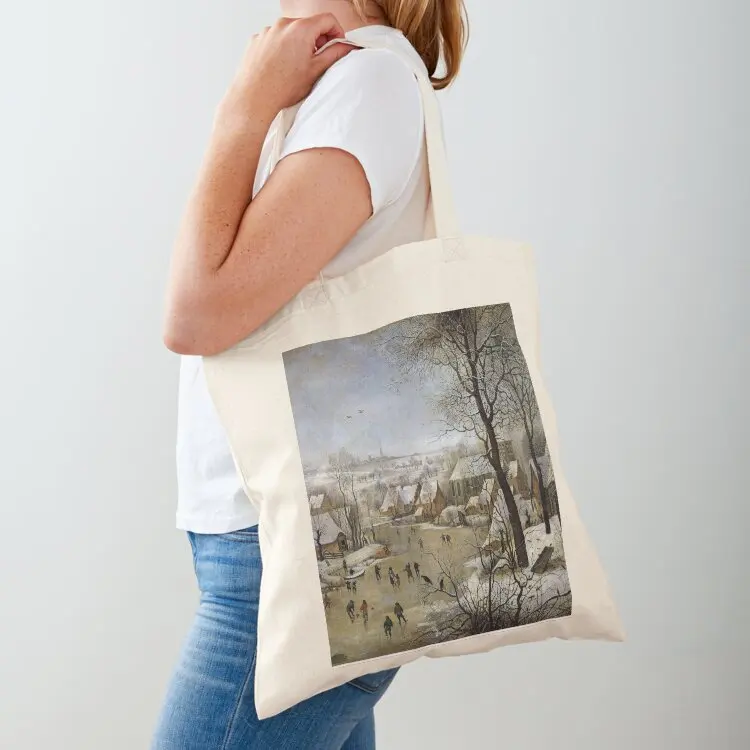 

Winter Landscape with Skaters and Bird Trap - Pieter Bruegel the Elder Tote Bag hand bag Fabric bag Lady bags