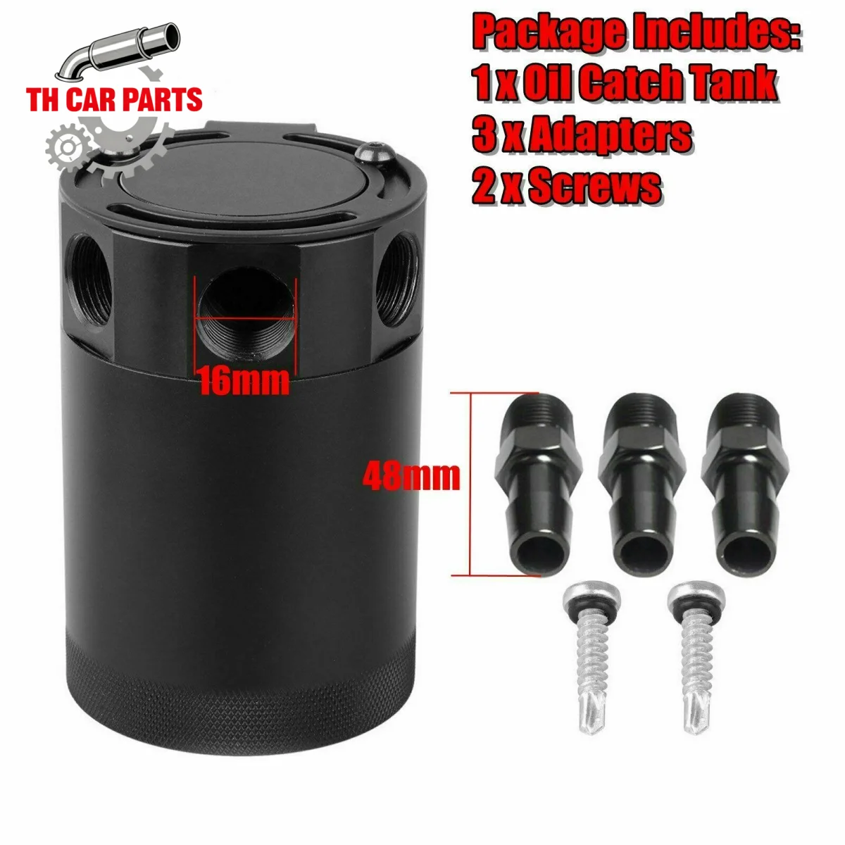 

Universal 3-Port Oil Catch Can Tank Reservoir Air-Oil Separator Racing Baffled