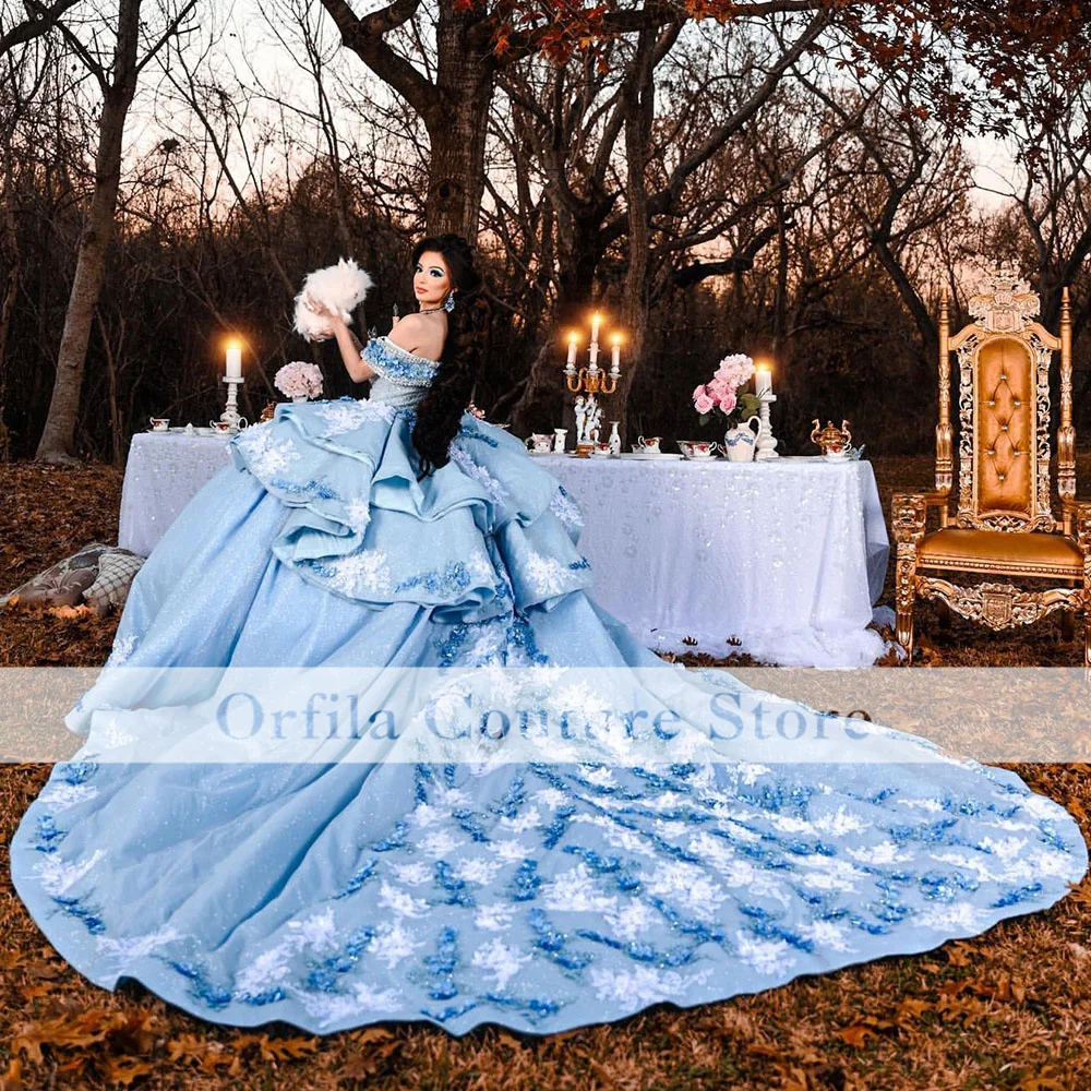 Vestido de baile princesa com flores Apliques, vestidos de baile, Quinceanera, ombro, fofos, 15 anos