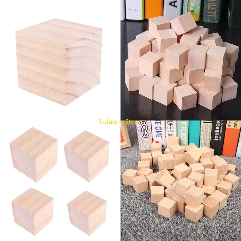 Y4QA لم تنته الخشب الحرفية مكعبات كتل 5/6/8 سنتيمتر الفن الحرفية الخشب مكعب خشب متين الديكور Craft بها بنفسك الحرفية كتلة الطفل #1