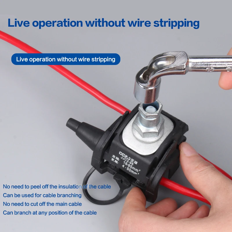 HOT! 16-95 Mm 2 Main Line No-Peeling Cable Piercing Connector 1KV Low Voltage Breakproof T-type Main1.5-35 Puncture Cable Clips
